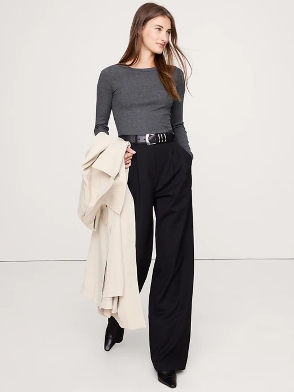 NWT BR High-Rise Wide-Leg Drapey Ponte Pull-On Pant 875490 🖥️1️⃣3️⃣